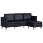 Sofá modular de 3 plazas de cuero artificial negro