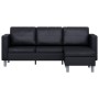 Sofá modular de 3 plazas de cuero artificial negro