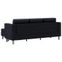 Sofá modular de 3 plazas de cuero artificial negro