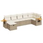 Set sofás de jardín 7 piezas y cojines ratán sintético beige