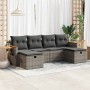 Set de muebles de jardín 6 pzas y cojines ratán sintético gris