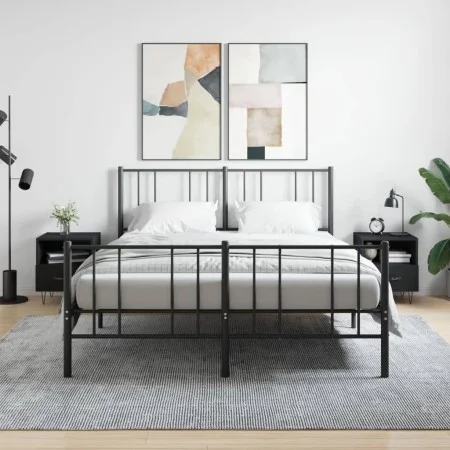 Nachttische 2 Stück, schwarzes Holzwerkstoff, 40 x 35 x 47,5 cm von vidaXL, Nachttische - Ref: Foro24-827423, Preis: 52,50 €,...