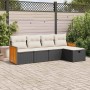Set de muebles de jardín 5 pzas y cojines ratán sintético negro