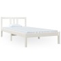 Weißer Massivholzbettrahmen 90x200 cm von vidaXL, Betten und Lattenroste - Ref: Foro24-814870, Preis: 78,42 €, Rabatt: %