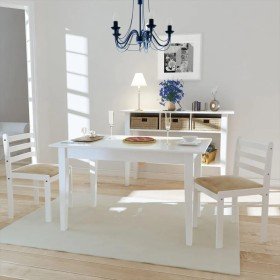 Sillas de comedor 2 uds madera maciza caucho terciopelo blanco Sillas de comedor 2 uds madera maciza caucho terciopelo blanco