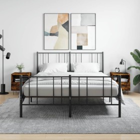 Mesita noche 2 uds madera ingeniería roble ahumado 40x35x47,5cm de vidaXL, Mesitas de noche - Ref: Foro24-827431, Precio: 51,...