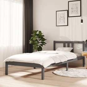 Estructura de cama madera maciza gris 90x200 cm