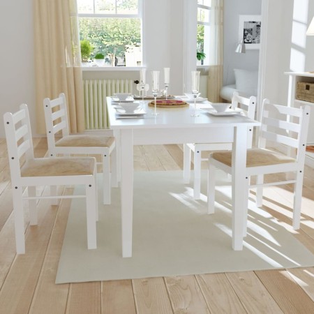 Sillas de comedor 4 uds madera maciza caucho terciopelo blanco