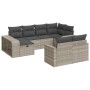 Set sofás jardín 10 pzas con cojines ratán sintético gris claro