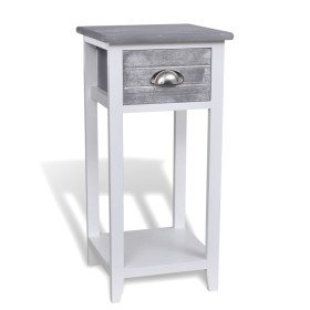 Mesita de noche con 1 cajón gris y blanca Mesita de noche con 1 cajón gris y blanca