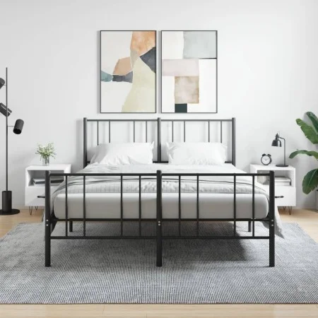 Mesitas de noche 2 uds madera ingeniería blanco 40x35x47,5 cm de vidaXL, Mesitas de noche - Ref: Foro24-827421, Precio: 70,29...