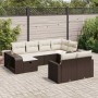 Set de sofás de jardín 10 pzas y cojines ratán sintético marrón