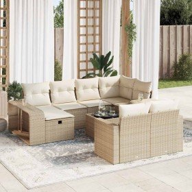 Set de sofás de jardín 11pzas con cojines ratán sintético beige en Conjuntos de jardín | Comprar online en Foro24