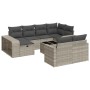 Set de sofás de jardín 11 pzas y cojines ratán sintético gris