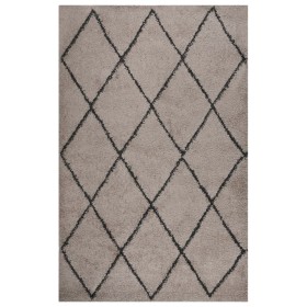 Alfombra de pelo largo beige y gris antracita 200x290 cm