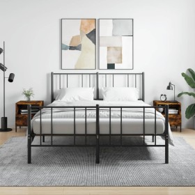 Nachttisch, 2 Stück, Holzwerkstoff, geräucherte Eiche, 40 x 35 x 47,5 cm von vidaXL, Nachttische - Ref: Foro24-827463, Preis:...