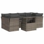 Set de sofás de jardín 7 pzas con cojines ratán sintético gris