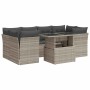Set de sofás de jardín 7 pzas con cojines ratán PE gris claro