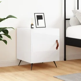 Glossy white engineered wood bedside table 40x40x50 cm by vidaXL, Nightstands - Ref: Foro24-827504, Price: 36,63 €, Discount: %