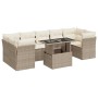 Set de sofás de jardín y cojines 8 piezas ratán sintético beige