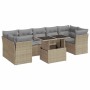 Set de sofás de jardín y cojines 8 piezas ratán sintético beige