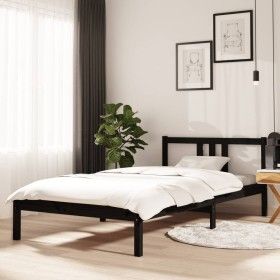 Schwarzer Massivholzbettrahmen 100x200 cm von vidaXL, Betten und Lattenroste - Ref: Foro24-814878, Preis: 89,20 €, Rabatt: %