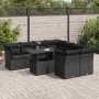 Set de sofás de jardín con cojines 9 pzas ratán sintético negro