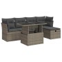 Set de muebles de jardín 6 pzas y cojines ratán sintético gris