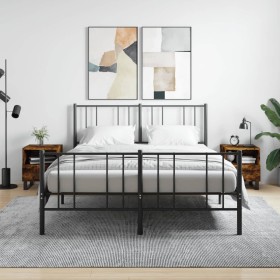 Mesita noche 2 uds madera ingeniería roble ahumado 40x35x47,5cm de vidaXL, Mesitas de noche - Ref: Foro24-827495, Precio: 62,...