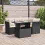 Set de muebles de jardín 5 pzas y cojines ratán sintético negro
