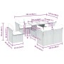 Set muebles jardín 9 pzas y cojines ratán sintético gris claro
