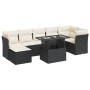 Set de sofás de jardín y cojines 8 piezas ratán sintético negro