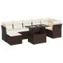 Set sofás de jardín 8 piezas y cojines ratán sintético marrón