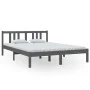 Gray solid wood bed frame 140x200 cm by vidaXL, Beds and slatted bases - Ref: Foro24-814886, Price: 113,74 €, Discount: %