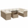 Juego de sofás jardín con cojines beige 10 pzas ratán sintético