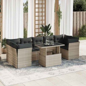 Set sofás jardín 10 pzas con cojines ratán sintético gris claro Set sofás jardín 10 pzas con cojines ratán sintético gris claro