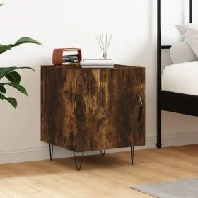 Smoked oak engineered wood bedside table 40x40x50 cm by vidaXL, Nightstands - Ref: Foro24-827558, Price: 37,35 €, Discount: %