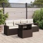 Set comedor de jardín 5 piezas y cojines ratán sintético marrón