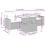 Set comedor de jardín 5 piezas y cojines ratán sintético marrón