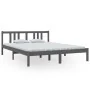Gray solid wood bed frame King Size 150x200 cm by vidaXL, Beds and slatted bases - Ref: Foro24-814891, Price: 142,03 €, Disco...