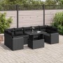 Set de sofás de jardín y cojines 8 piezas ratán sintético negro