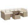 Set de sofás de jardín y cojines 8 piezas ratán sintético beige