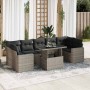Set de sofás de jardín y cojines 8 piezas ratán sintético gris