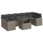 Set de sofás de jardín y cojines 8 piezas ratán sintético gris