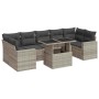 Set de sofás de jardín 8 pzas y cojines ratán sintético gris