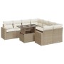 Set de sofás de jardín con cojines 9 pzas ratán sintético beige