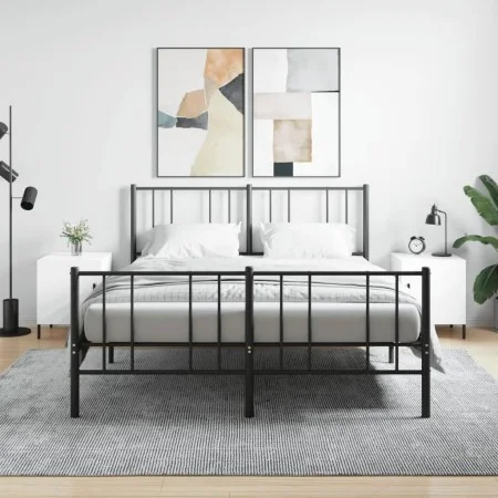 Mesitas noche 2 uds madera ingeniería blanco brillo 40x40x50 cm de vidaXL, Mesitas de noche - Ref: Foro24-827585, Precio: 61,...