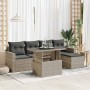 Set de sofás de jardín 6 pzas y cojines ratán sintético gris