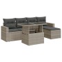 Set de sofás de jardín 6 pzas y cojines ratán sintético gris