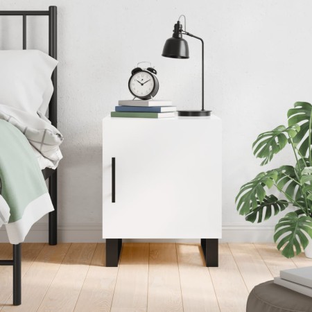 Glossy white engineered wood bedside table 40x40x50 cm by vidaXL, Nightstands - Ref: Foro24-827616, Price: 49,53 €, Discount: %